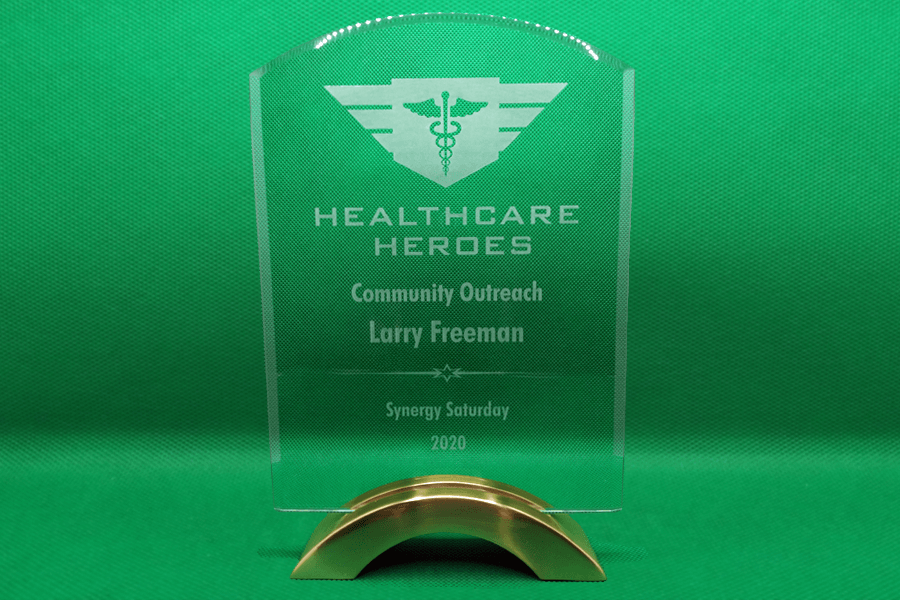 2020 healthcare heroes community outreach of the year trophy.